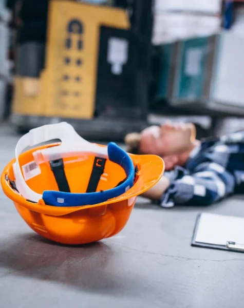 Wypadek w magazynie człowiek na podłodze